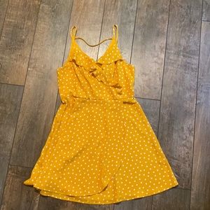 Cami style yellow polka dot, wrap dress